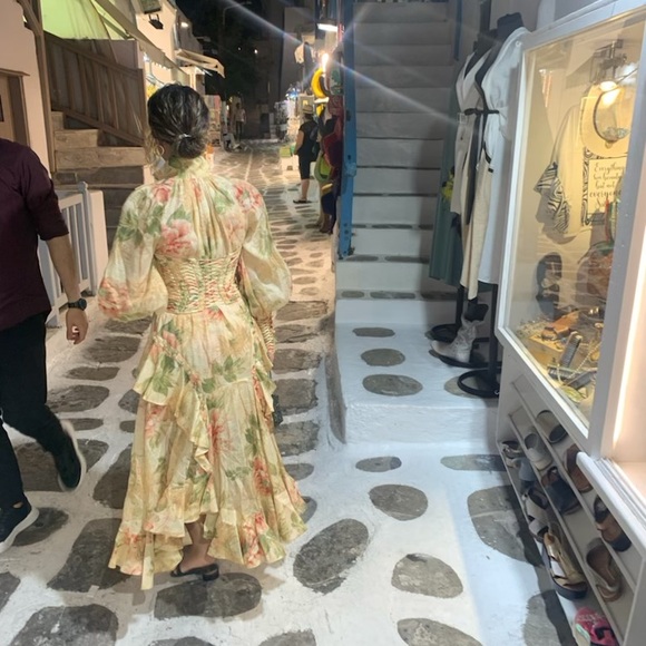 ESPIONAGE FLORAL-PRINT LINEN-BLEND DRESS IN NEUTRALS - Picture 4 of 5